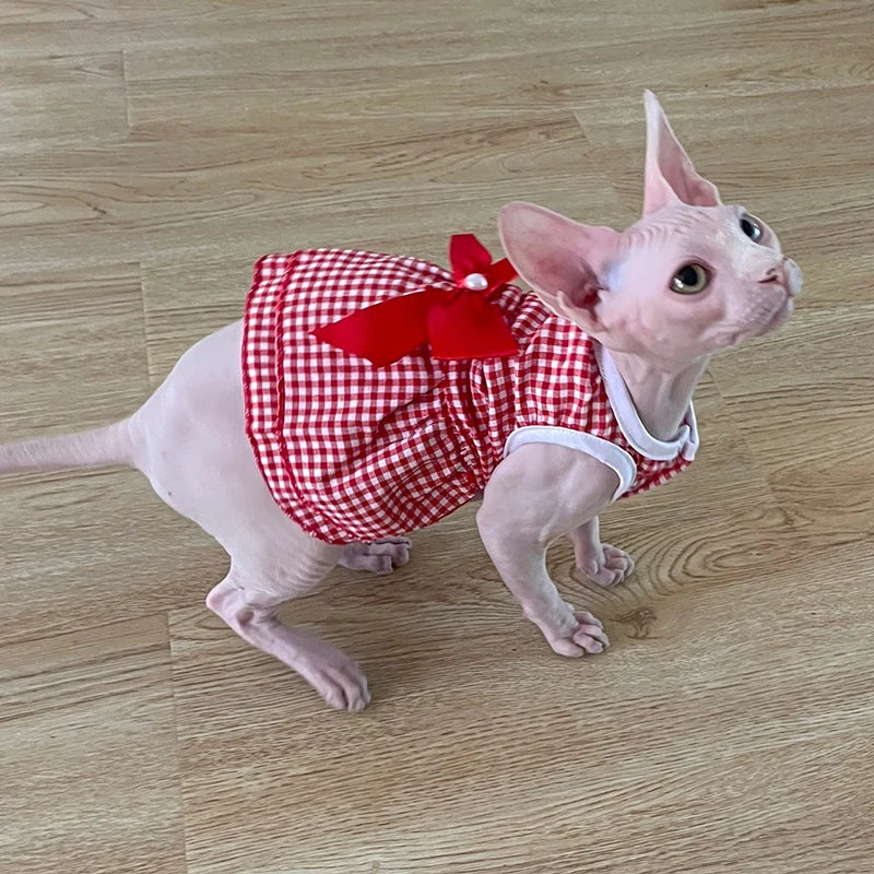 Striped Cat Bow Skirt Cute Pet Dress for Cats - PeticaDeals