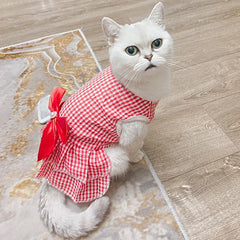 Striped Cat Bow Skirt Cute Pet Dress for Cats - PeticaDeals