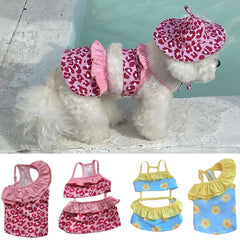 Summer Cute Puppy Dog Swimming Suit Hat Set for Small Dogs - PeticaDeals