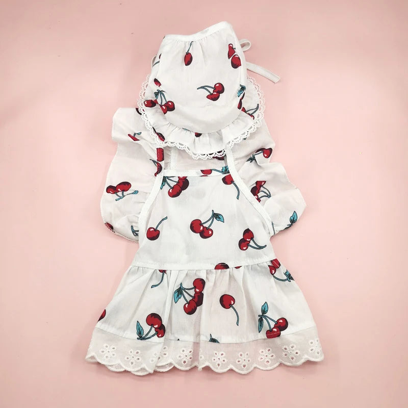 Summer Dress For Dog & Cat with Bow Tie & Hat - PeticaDeals