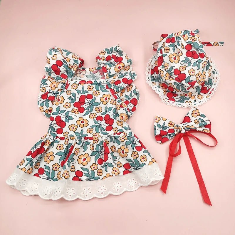 Summer Dress For Dog & Cat with Bow Tie & Hat - PeticaDeals