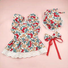 Summer Dress For Dog & Cat with Bow Tie & Hat - PeticaDeals
