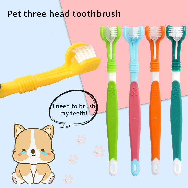Three-Sided Pet Toothbrush Bad Breath Teeth Care Tool - PeticaDeals