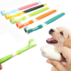 Three-Sided Pet Toothbrush Bad Breath Teeth Care Tool - PeticaDeals
