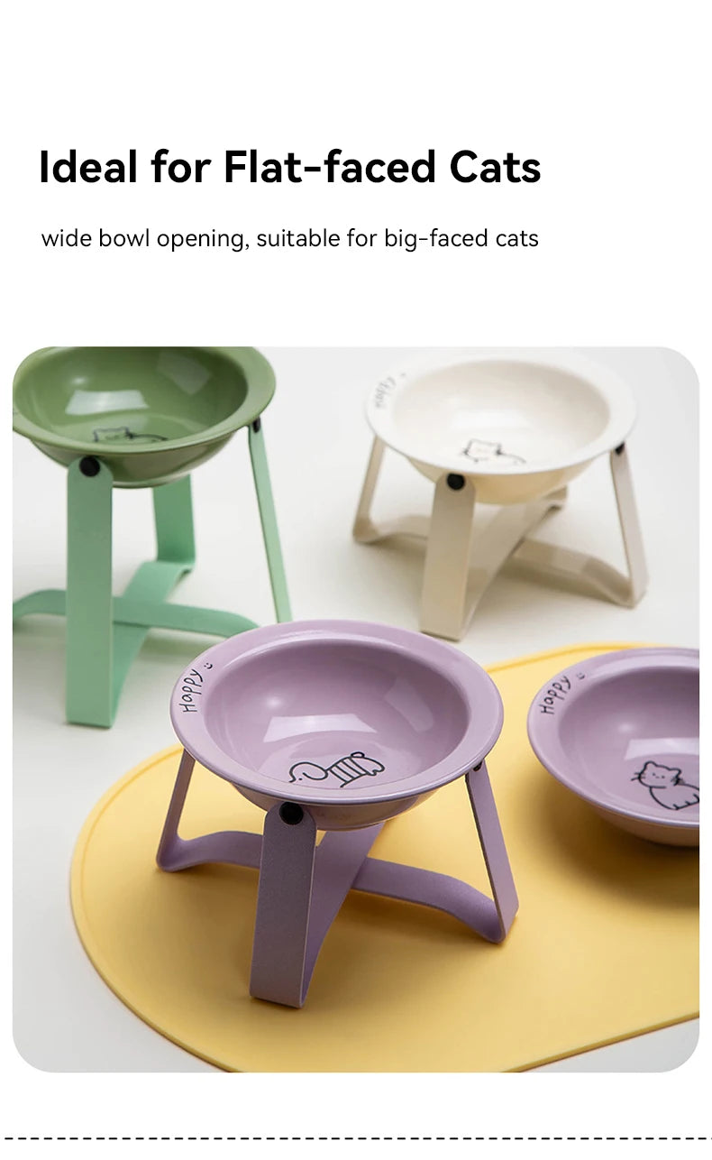 Tilted Ceramic Pet Bowl with Metal Stand – Elevated Design Non-Slip Easy to Clean - PeticaDeals