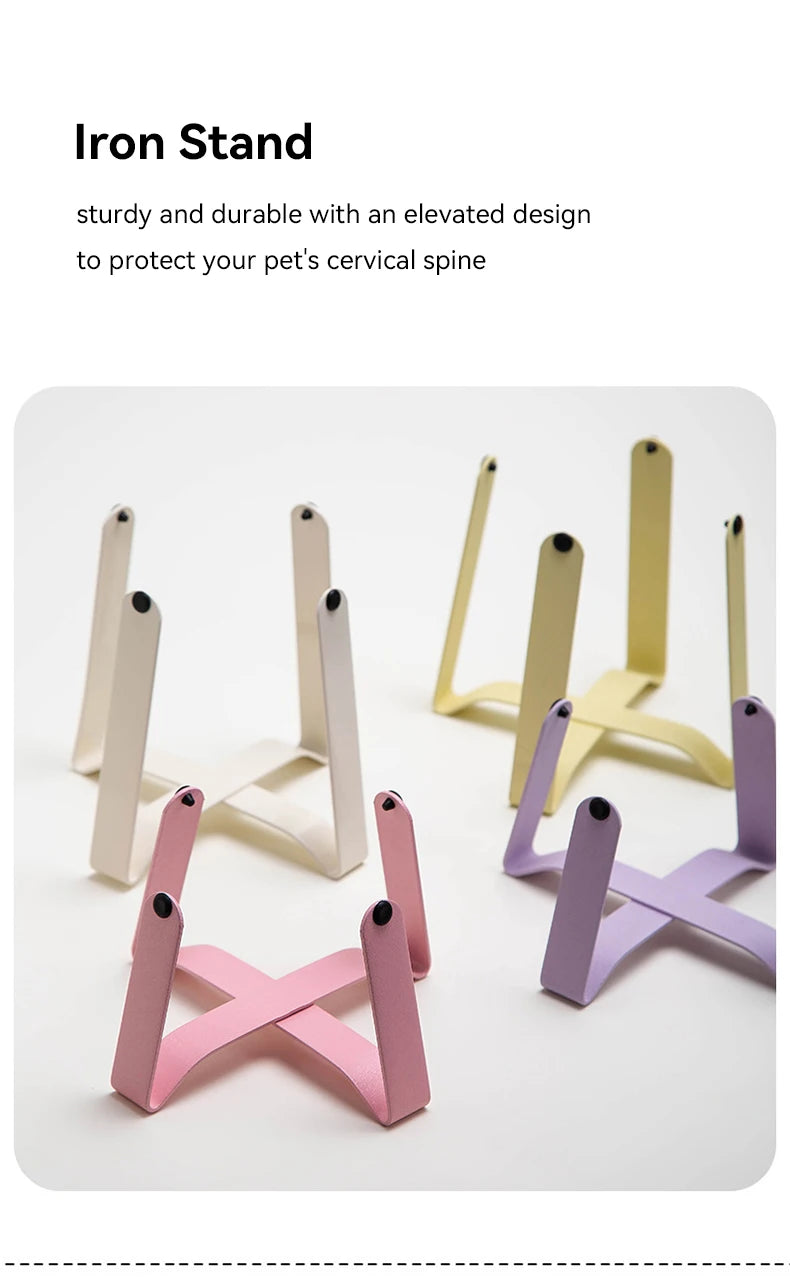 Tilted Ceramic Pet Bowl with Metal Stand – Elevated Design Non-Slip Easy to Clean - PeticaDeals