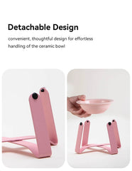 Tilted Ceramic Pet Bowl with Metal Stand – Elevated Design Non-Slip Easy to Clean - PeticaDeals