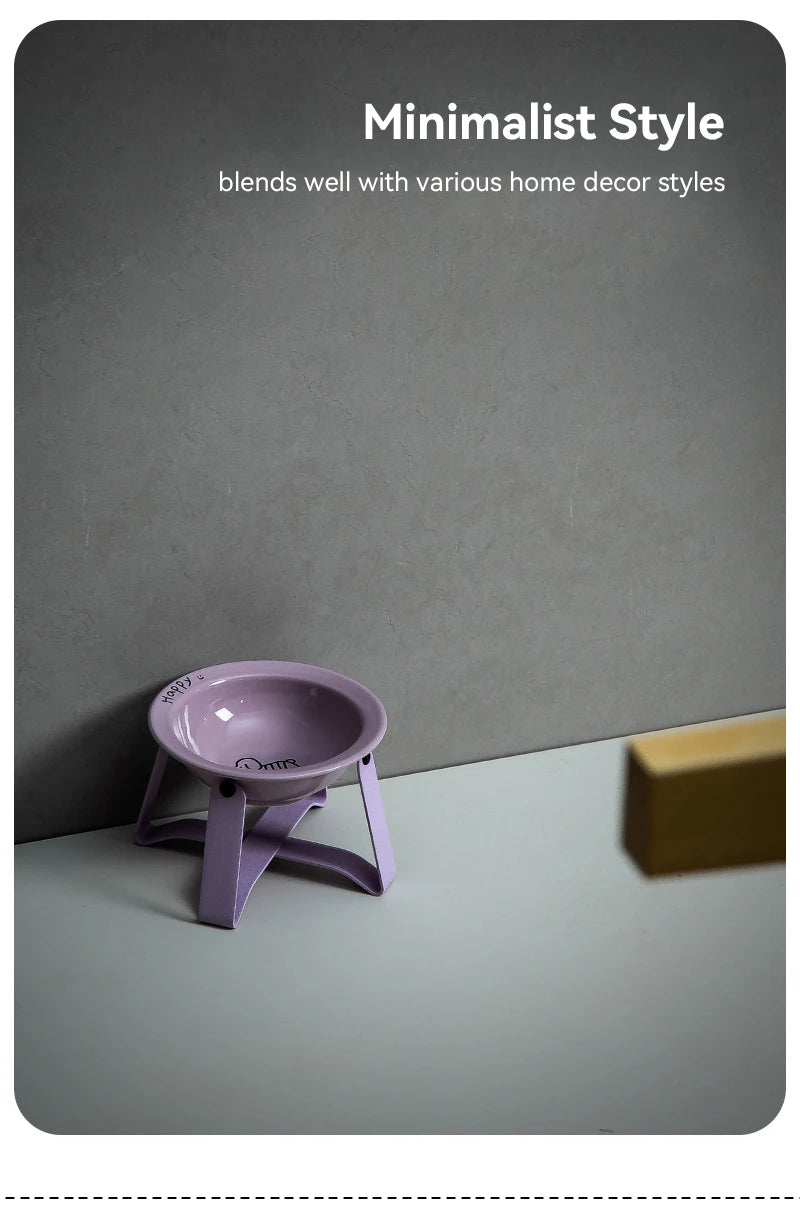 Tilted Ceramic Pet Bowl with Metal Stand – Elevated Design Non-Slip Easy to Clean - PeticaDeals