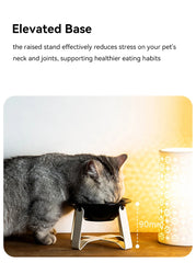 Tilted Ceramic Pet Bowl with Metal Stand – Elevated Design Non-Slip Easy to Clean - PeticaDeals