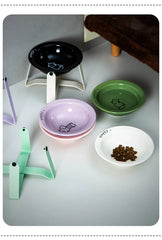 Tilted Ceramic Pet Bowl with Metal Stand – Elevated Design Non-Slip Easy to Clean - PeticaDeals