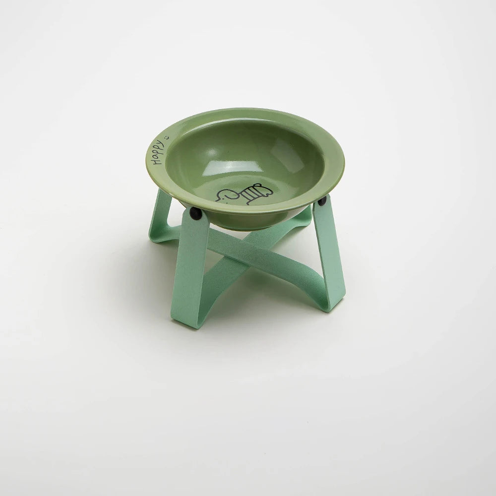Tilted Ceramic Pet Bowl with Metal Stand – Elevated Design Non-Slip Easy to Clean - PeticaDeals