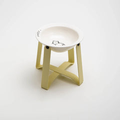 Tilted Ceramic Pet Bowl with Metal Stand – Elevated Design Non-Slip Easy to Clean - PeticaDeals