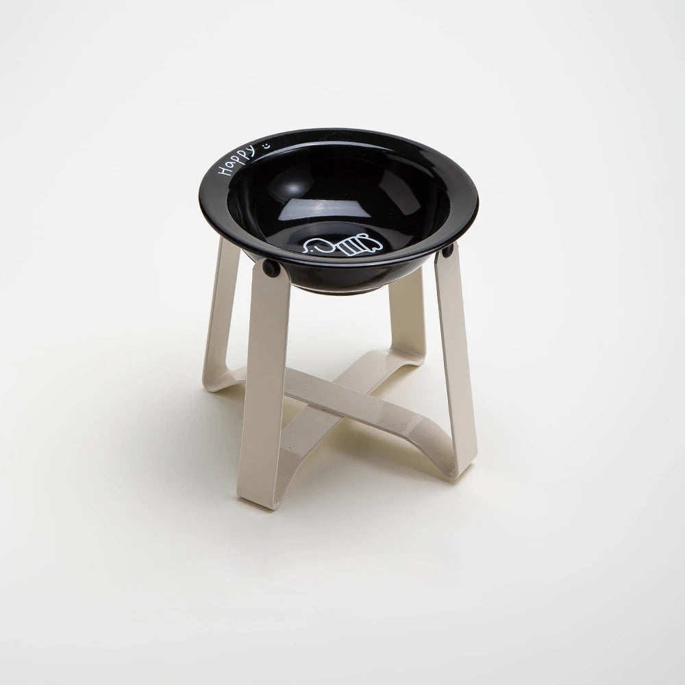 Tilted Ceramic Pet Bowl with Metal Stand – Elevated Design Non-Slip Easy to Clean - PeticaDeals