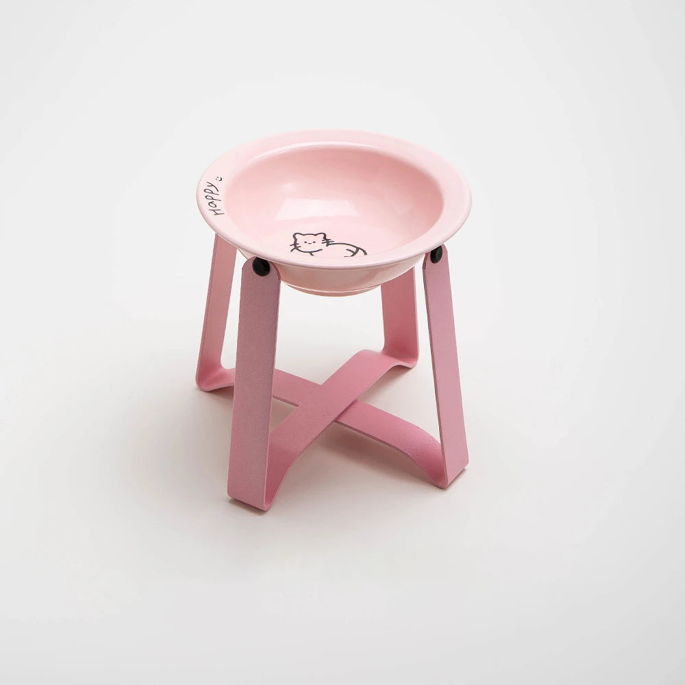 Tilted Ceramic Pet Bowl with Metal Stand – Elevated Design Non-Slip Easy to Clean - PeticaDeals