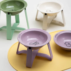 Tilted Ceramic Pet Bowl with Metal Stand – Elevated Design Non-Slip Easy to Clean - PeticaDeals