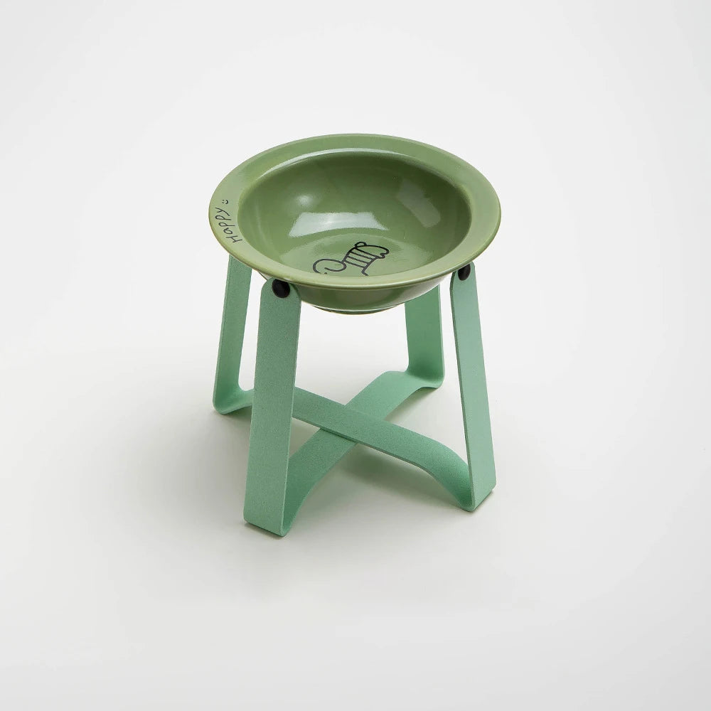 Tilted Ceramic Pet Bowl with Metal Stand – Elevated Design Non-Slip Easy to Clean - PeticaDeals