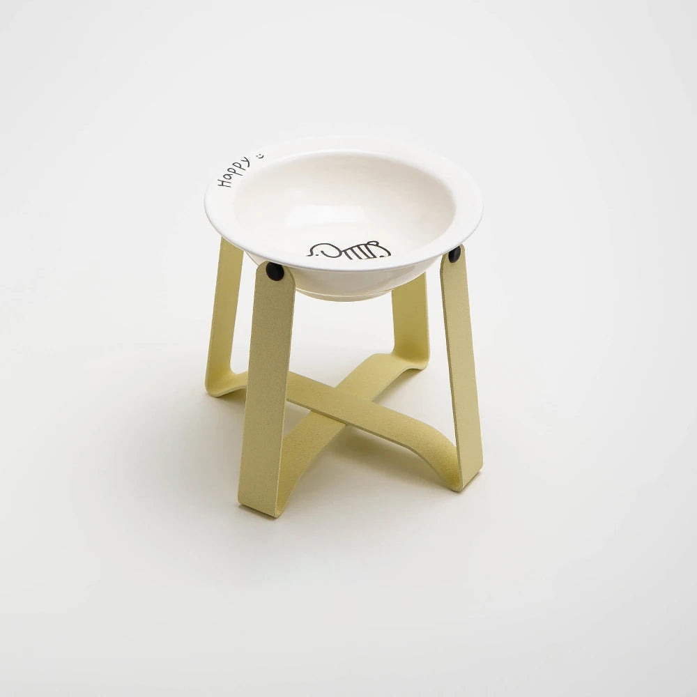 Tilted Ceramic Pet Bowl with Metal Stand – Elevated Design Non-Slip Easy to Clean - PeticaDeals