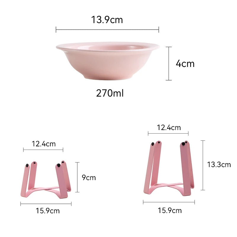 Tilted Ceramic Pet Bowl with Metal Stand – Elevated Design Non-Slip Easy to Clean - PeticaDeals