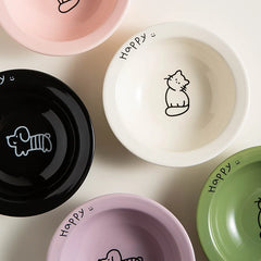 Tilted Ceramic Pet Bowl with Metal Stand – Elevated Design Non-Slip Easy to Clean - PeticaDeals