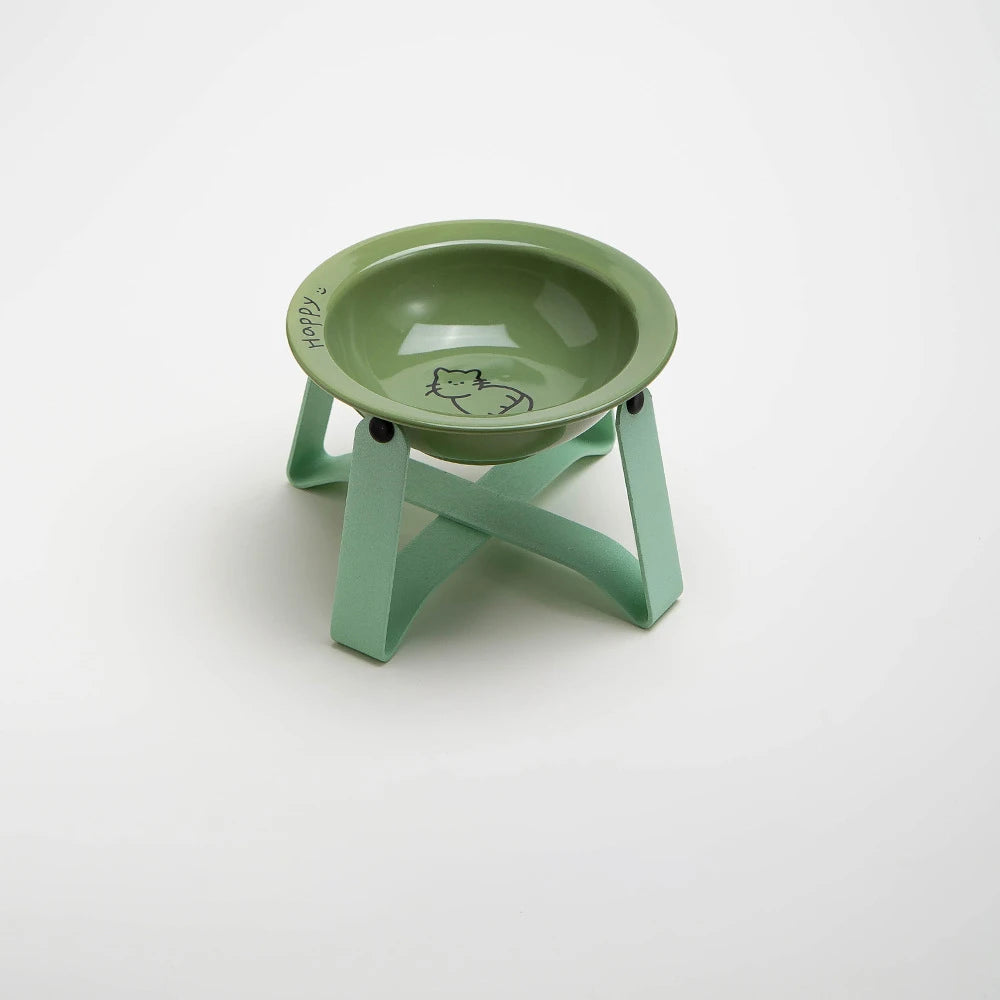 Tilted Ceramic Pet Bowl with Metal Stand – Elevated Design Non-Slip Easy to Clean - PeticaDeals
