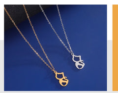 Tiny Love Cat Necklace Stainless Steel Jewelry Cute Heart Women's Chain - PeticaDeals
