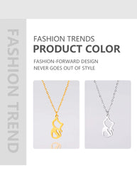Tiny Love Cat Necklace Stainless Steel Jewelry Cute Heart Women's Chain - PeticaDeals