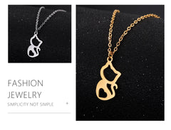 Tiny Love Cat Necklace Stainless Steel Jewelry Cute Heart Women's Chain - PeticaDeals