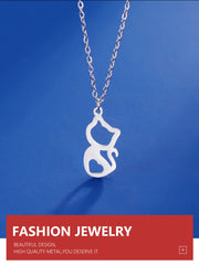 Tiny Love Cat Necklace Stainless Steel Jewelry Cute Heart Women's Chain - PeticaDeals