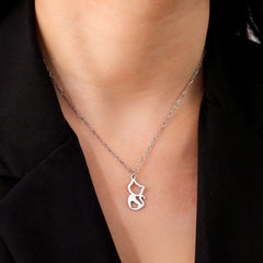 Tiny Love Cat Necklace Stainless Steel Jewelry Cute Heart Women's Chain - PeticaDeals