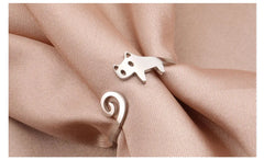 Trendy Cat Kitten Adjustable Rings Stainless Steel Animals Finger Rings for Women Jewelry - PeticaDeals