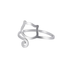 Trendy Cat Kitten Adjustable Rings Stainless Steel Animals Finger Rings for Women Jewelry - PeticaDeals
