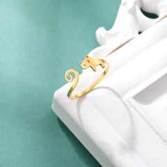 Trendy Cat Kitten Adjustable Rings Stainless Steel Animals Finger Rings for Women Jewelry - PeticaDeals