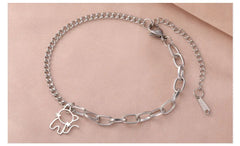 Trendy Cat Kitten Charm Bracelet for Women Stainless Steel Asymmetric Chain Bracelets - PeticaDeals