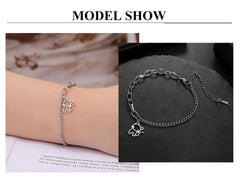 Trendy Cat Kitten Charm Bracelet for Women Stainless Steel Asymmetric Chain Bracelets - PeticaDeals