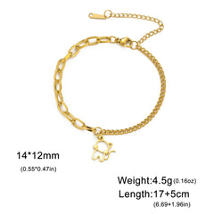 Trendy Cat Kitten Charm Bracelet for Women Stainless Steel Asymmetric Chain Bracelets - PeticaDeals