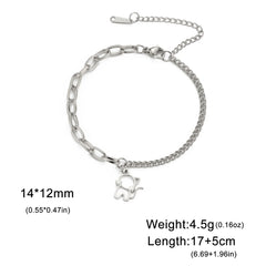 Trendy Cat Kitten Charm Bracelet for Women Stainless Steel Asymmetric Chain Bracelets - PeticaDeals