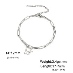 Trendy Cat Kitten Charm Bracelet for Women Stainless Steel Asymmetric Chain Bracelets - PeticaDeals