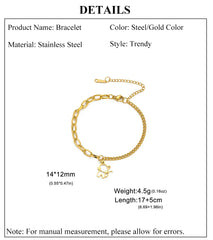 Trendy Cat Kitten Charm Bracelet for Women Stainless Steel Asymmetric Chain Bracelets - PeticaDeals