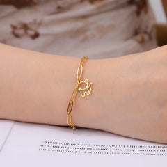 Trendy Cat Kitten Charm Bracelet for Women Stainless Steel Asymmetric Chain Bracelets - PeticaDeals