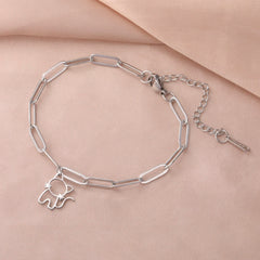 Trendy Cat Kitten Charm Bracelet for Women Stainless Steel Asymmetric Chain Bracelets - PeticaDeals