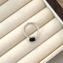 Trendy Natural Shell Black Cat Sterling Silver Ring for Girls Adjustable Jewelry - PeticaDeals