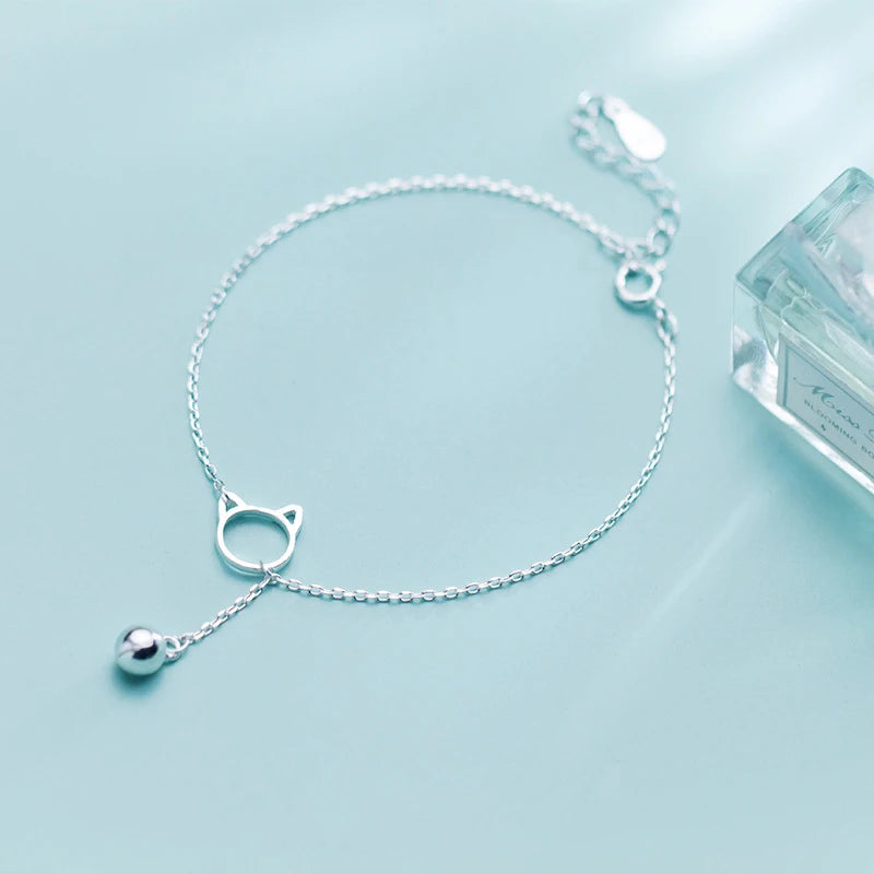 Trendy New Chain Link Cat Lucky Bell Bracelet Tiny Cute - PeticaDeals