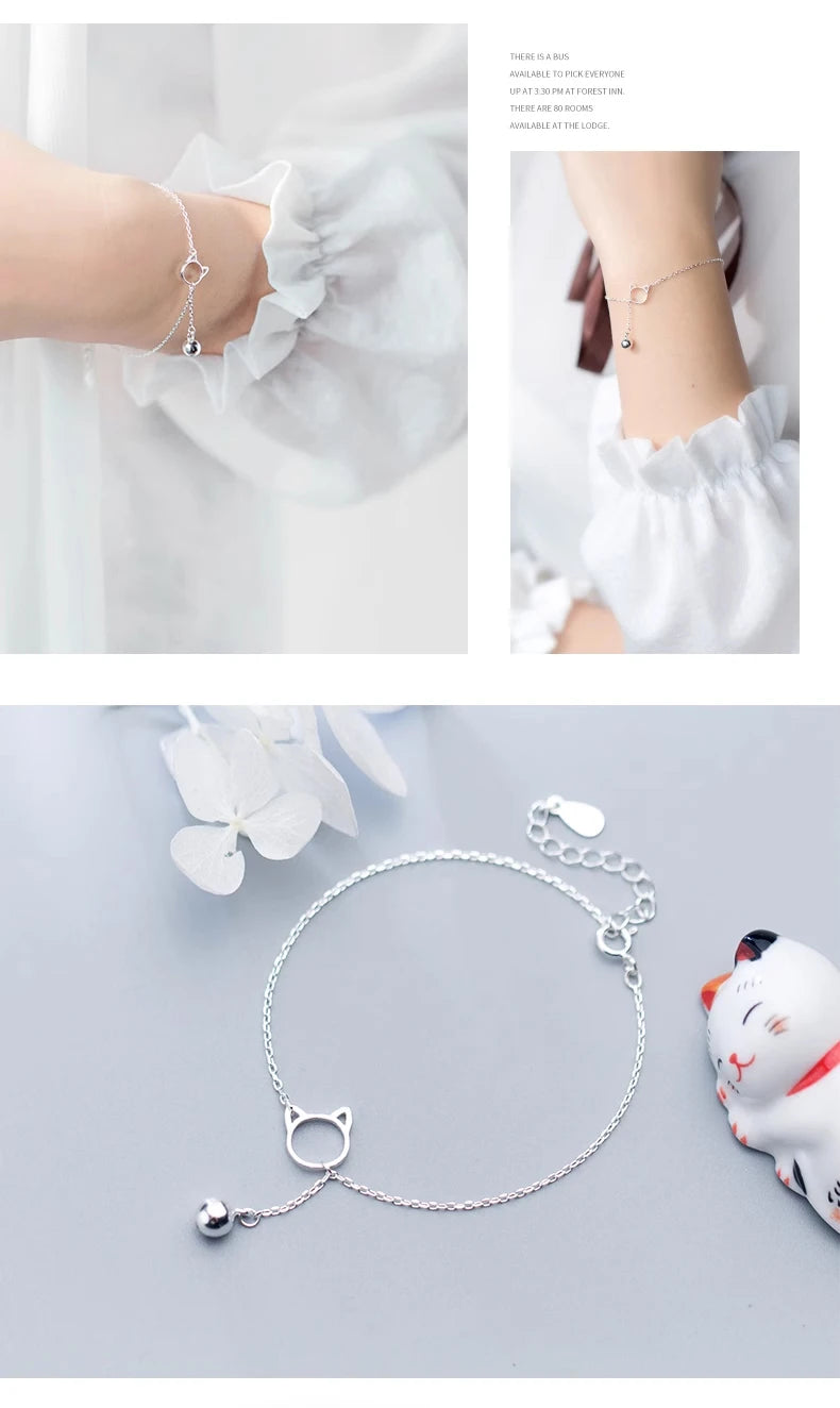Trendy New Chain Link Cat Lucky Bell Bracelet Tiny Cute - PeticaDeals