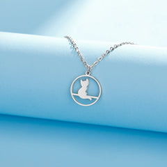Walking Cat Kitten Necklace for Women Stainless Steel Pendant Necklaces - PeticaDeals