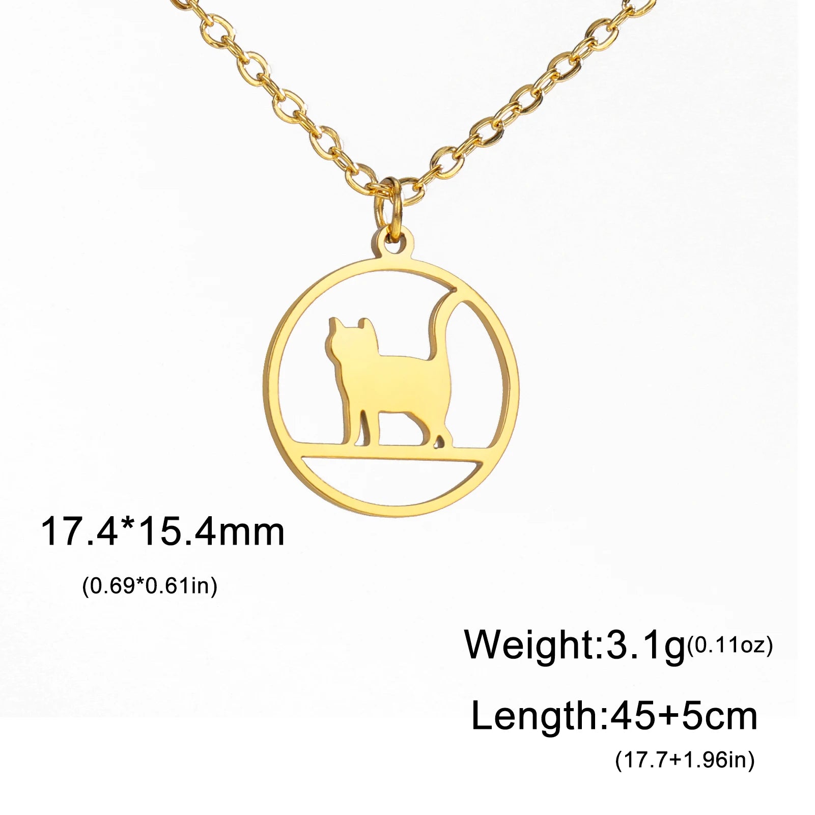 Walking Cat Kitten Necklace for Women Stainless Steel Pendant Necklaces - PeticaDeals
