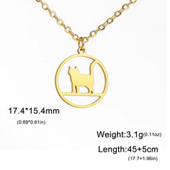Walking Cat Kitten Necklace for Women Stainless Steel Pendant Necklaces - PeticaDeals