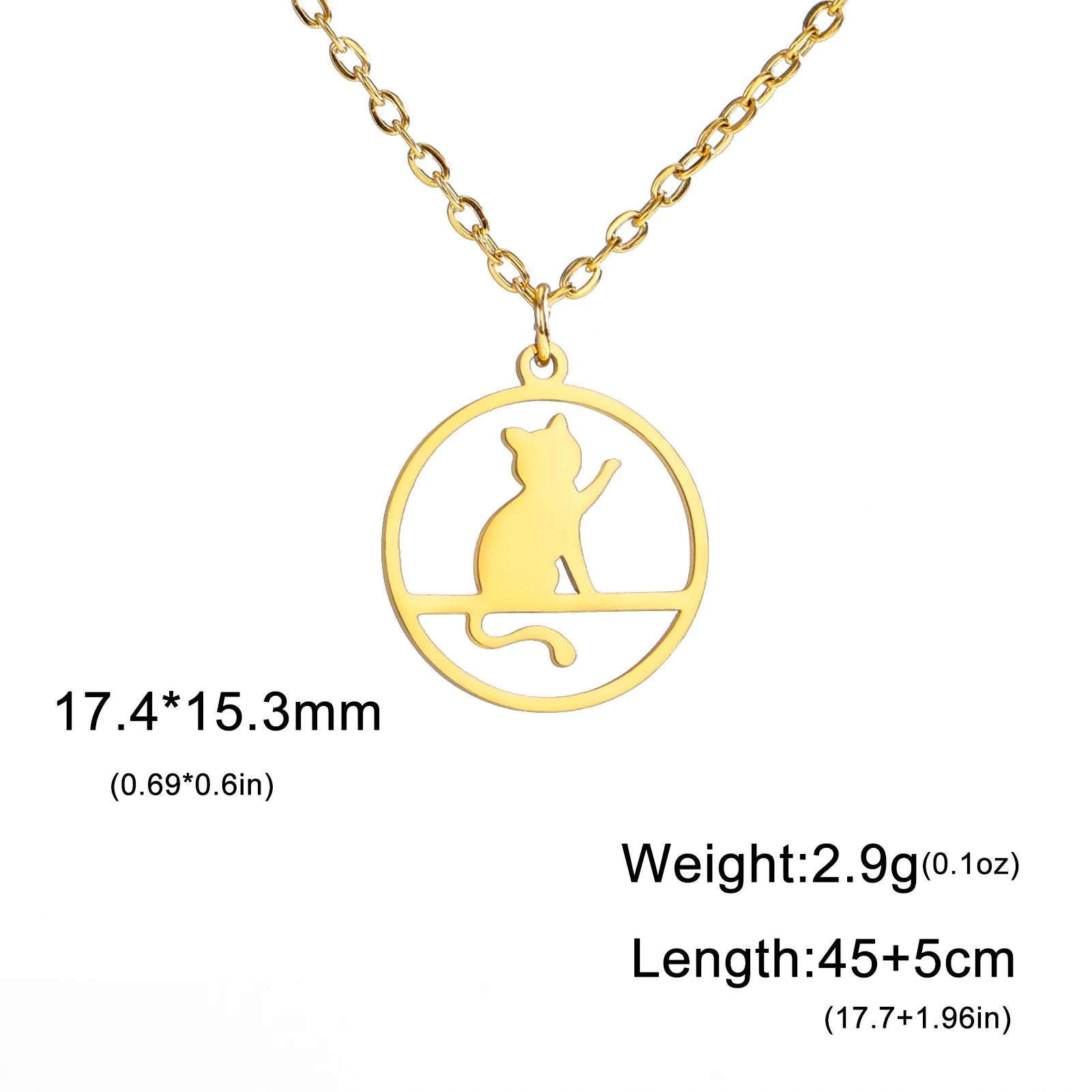 Walking Cat Kitten Necklace for Women Stainless Steel Pendant Necklaces - PeticaDeals