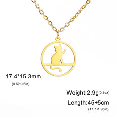 Walking Cat Kitten Necklace for Women Stainless Steel Pendant Necklaces - PeticaDeals