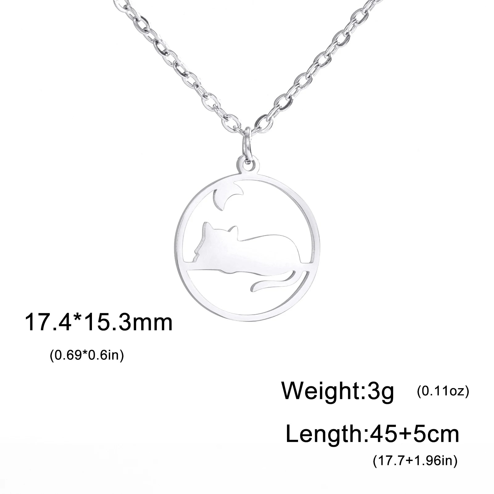 Walking Cat Kitten Necklace for Women Stainless Steel Pendant Necklaces - PeticaDeals