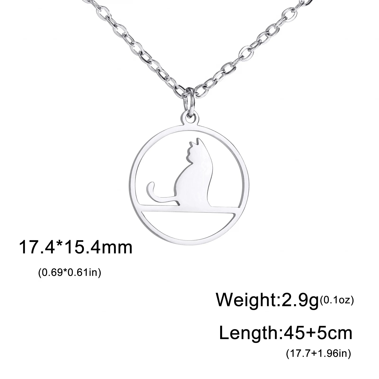 Walking Cat Kitten Necklace for Women Stainless Steel Pendant Necklaces - PeticaDeals